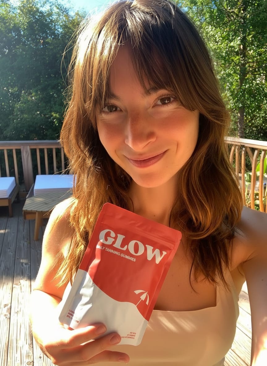 Customer photo review of Glow Tanning Gummies