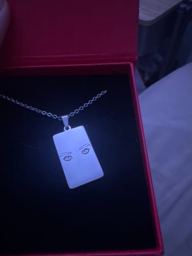 Customer photo review of Soulmate Custom Engraved Photo Tag Necklace
