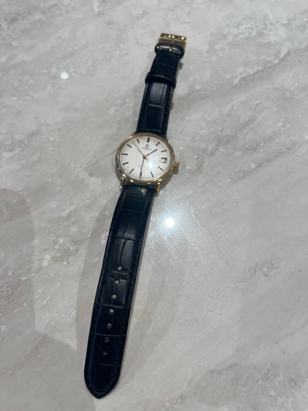 Customer photo review of Crocodile Grain Leather Watch Strap Black- Available in all sizes