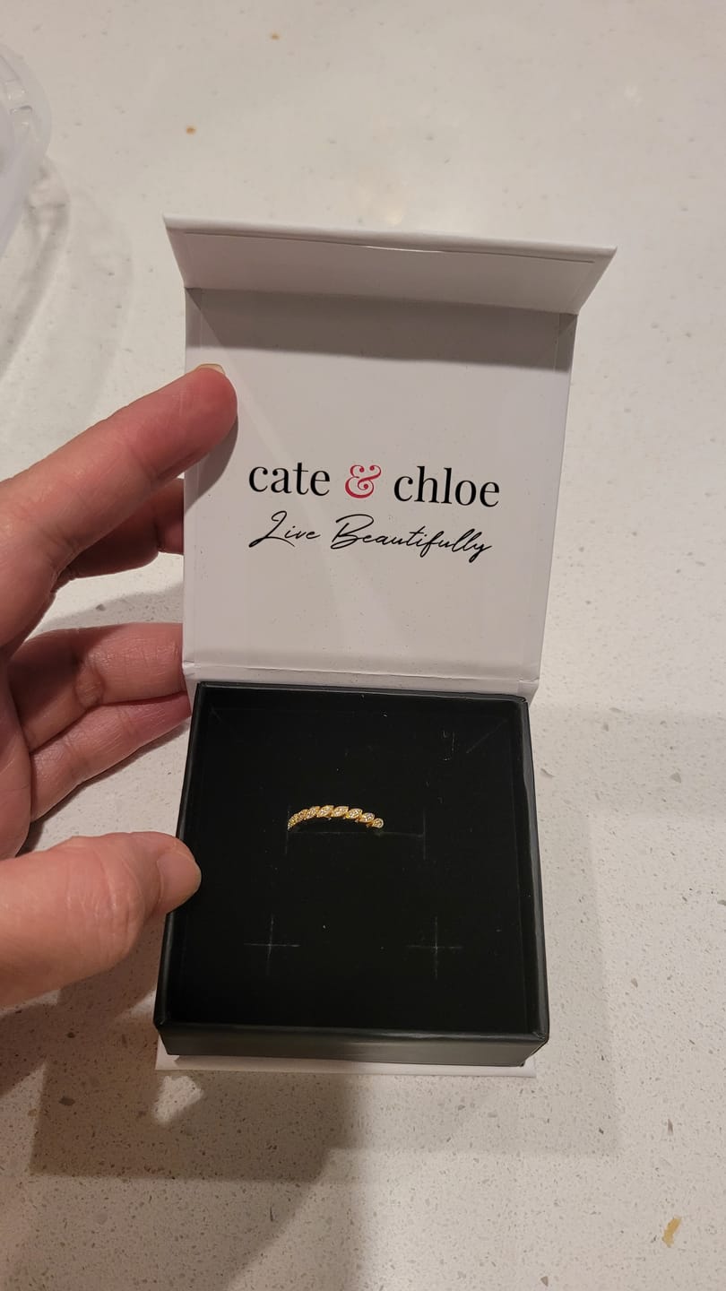 Customer photo review of Tori 18k White Gold Plated Ring with Round Cut Swarovski Crystals