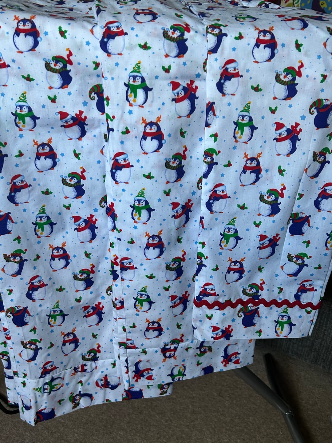 Customer photo review of Christmas Penguins on White Polycotton Fabric
