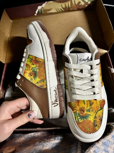 Customer photo review of Van Gogh Sunflowers inspired sneakers