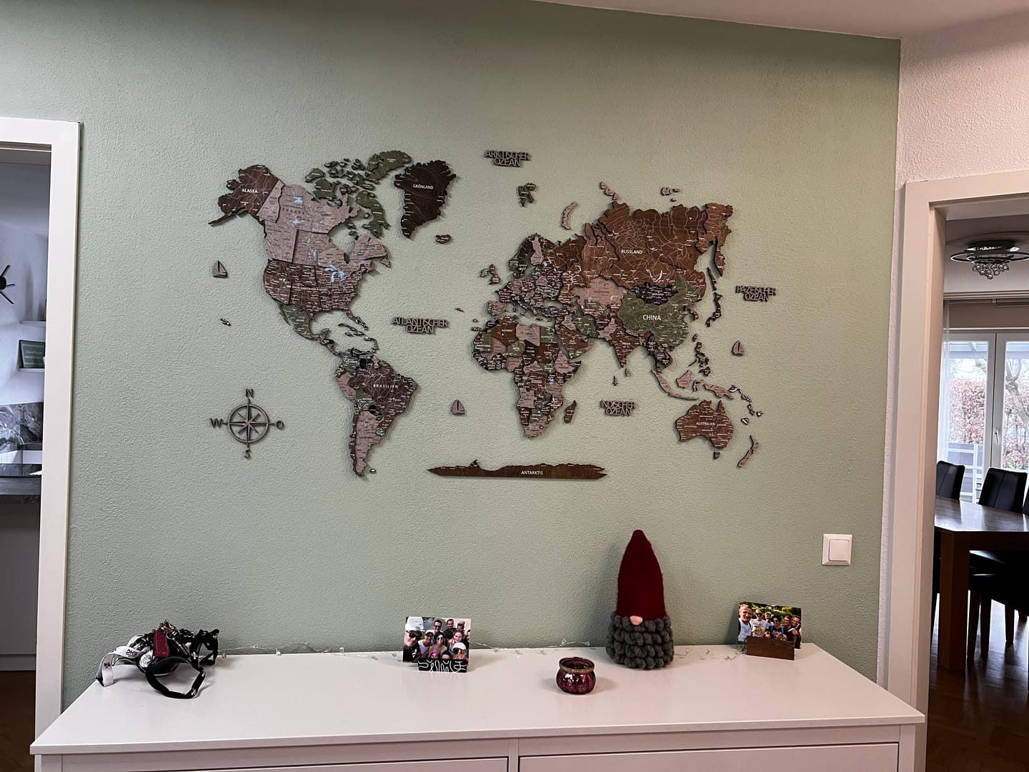 Customer photo review of 3D Wooden World Map Wall Decor -Rustic Style