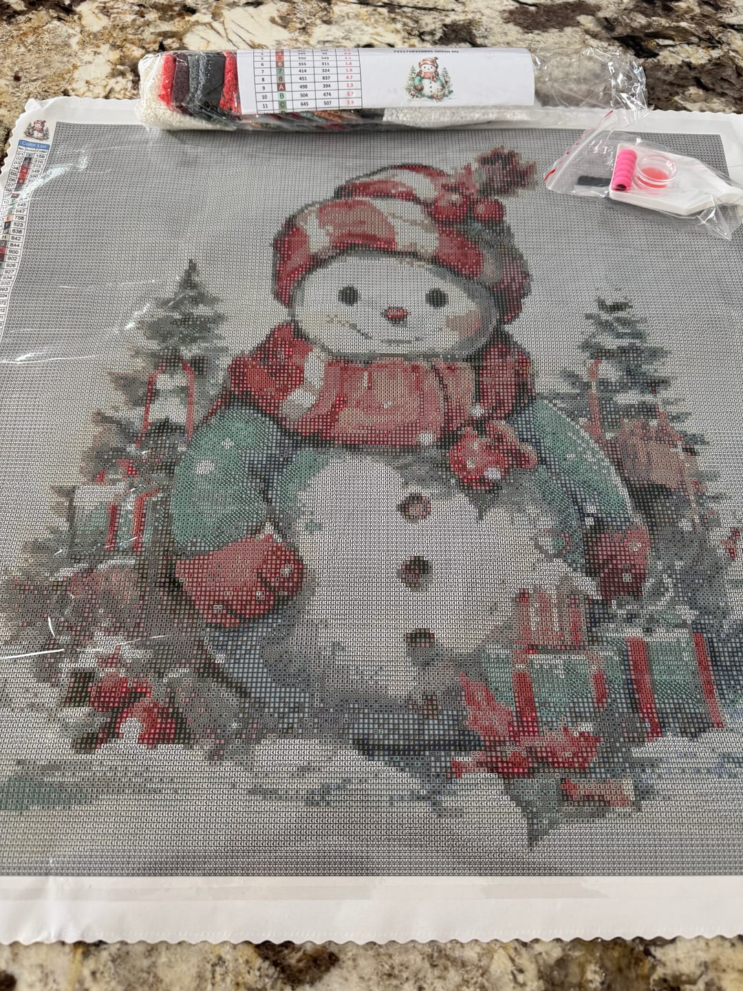 Customer photo review of Snowman Painting - Exclusive Premium Diamond Painting Kit