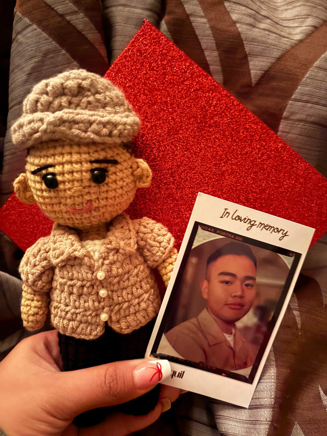 Customer photo review of Tranquil® - Personalized Crochet Doll with Photo Card (Christmas CUT-OFF: Nov 25th)