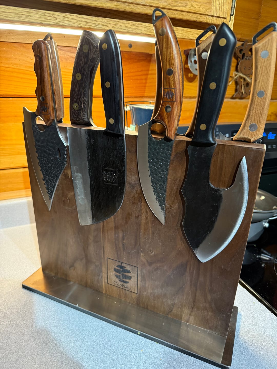 Customer photo review of Walnut Magnetic Knives Holder