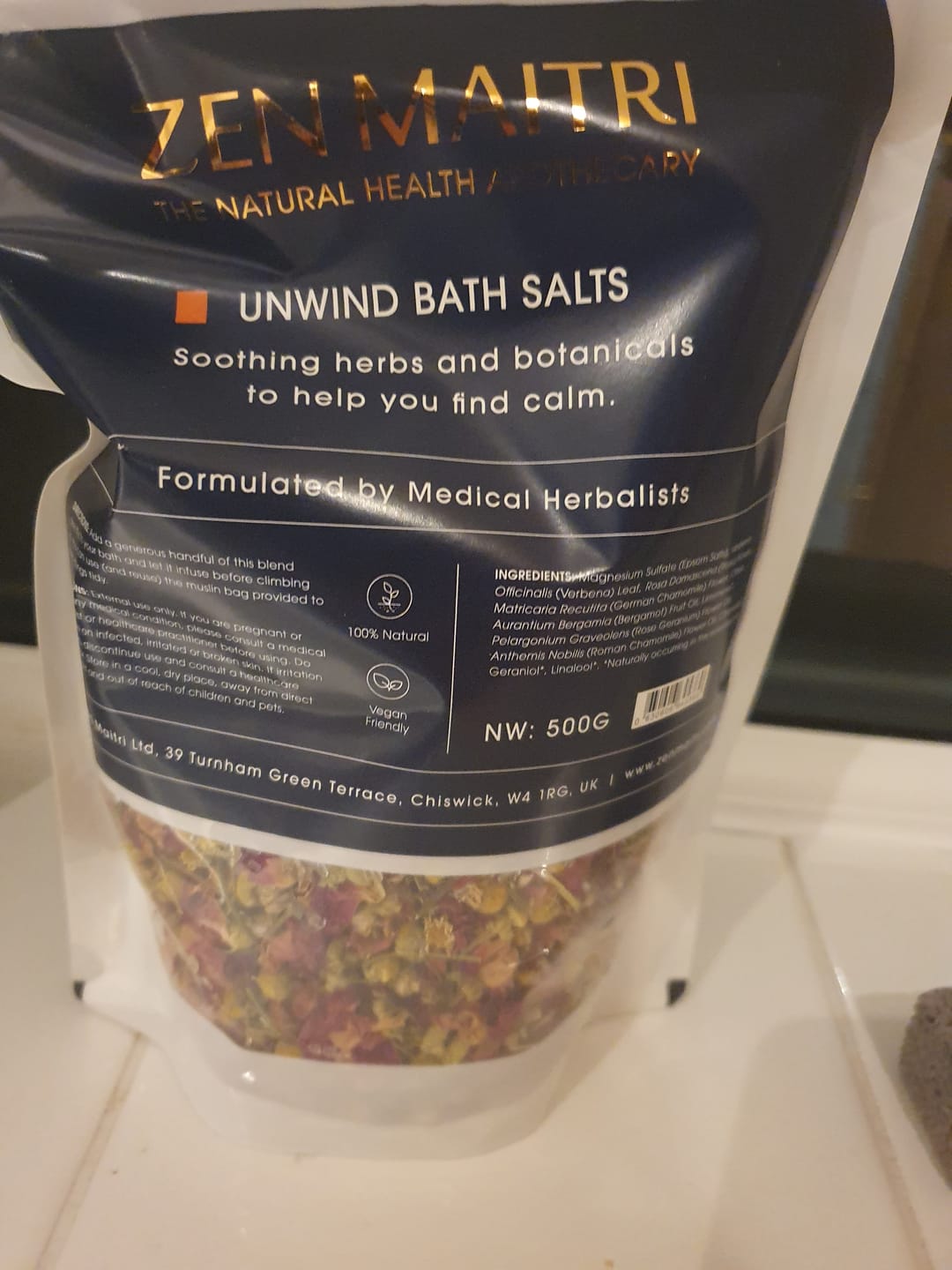 Customer photo review of Unwind Bath Salts – Relaxing Epsom Salt Bath for Stress Relief & Deep Calm, 500g