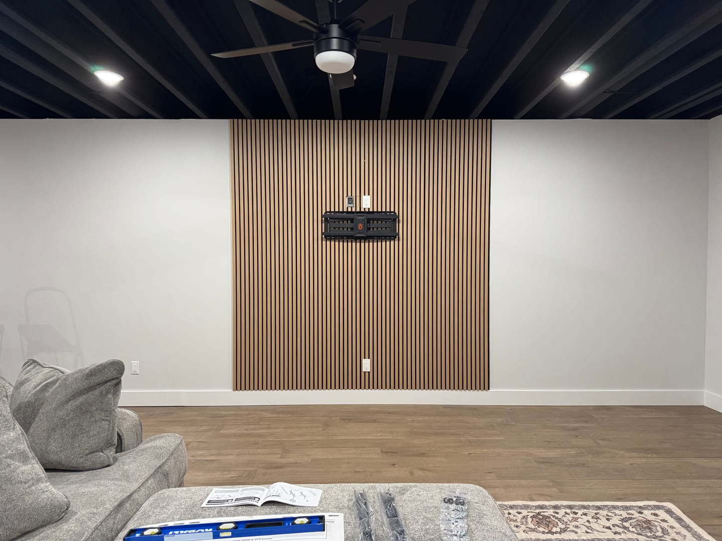 Customer photo review of Parchment Oak Acoustic Slat Panels 94.5" or 118" Length