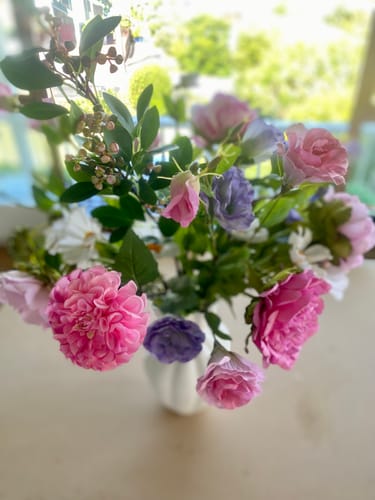 Customer photo review of Hot pink Dahlia Pompon