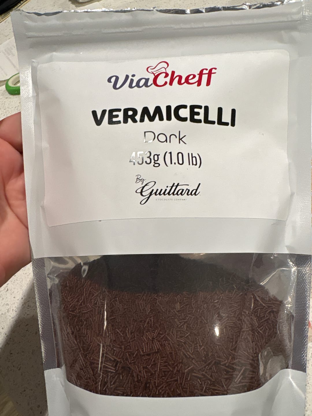 Customer photo review of ViaCheff Dark Chocolate Vermicelli 453g (1.0 lb) by Guittard