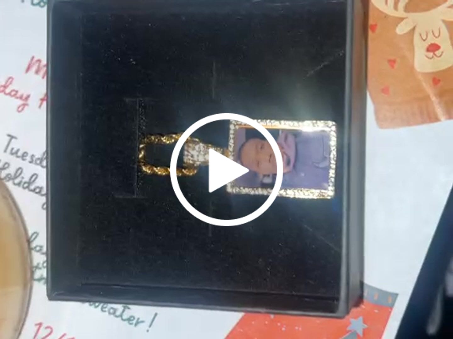 Customer video review of Personalized Diamond Studded Colorful Photo Necklace
