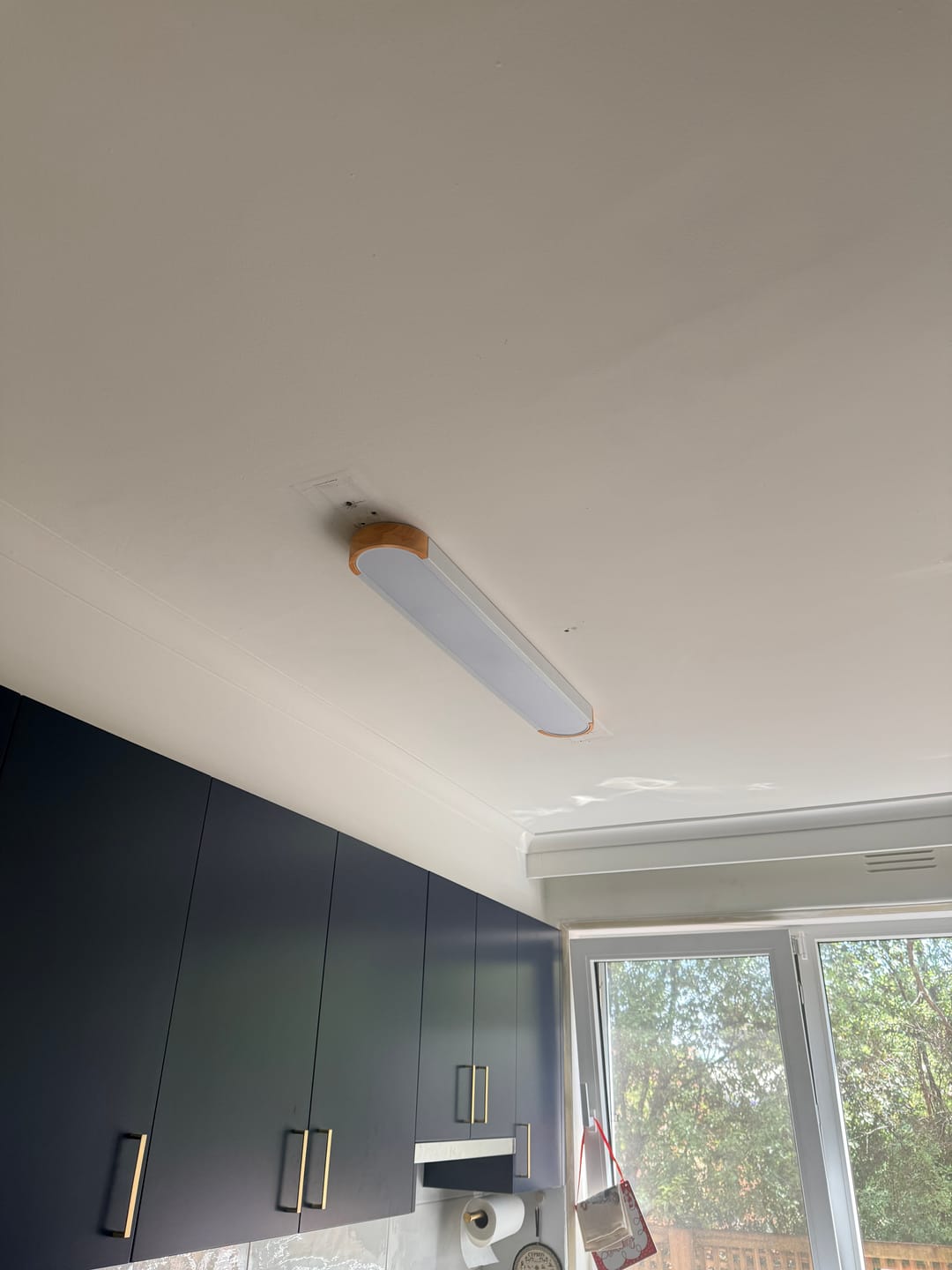 Customer photo review of Oval Led Flush Mount With Wood Accent