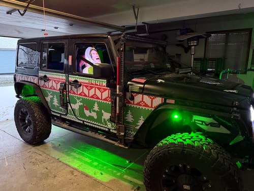Customer photo review of Wrangler JKU Ugly Sweater Holiday Edition Removable Trail Armor