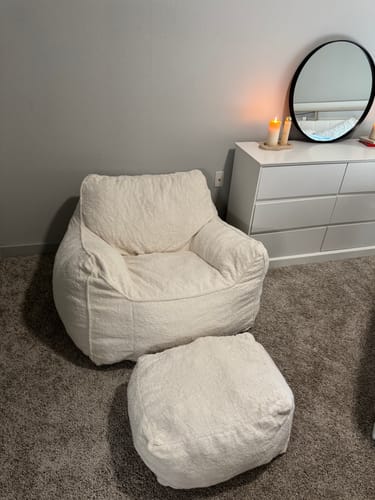 Customer photo review of FOAM BEAN BAG CHAIR - TEDDY FLEECE