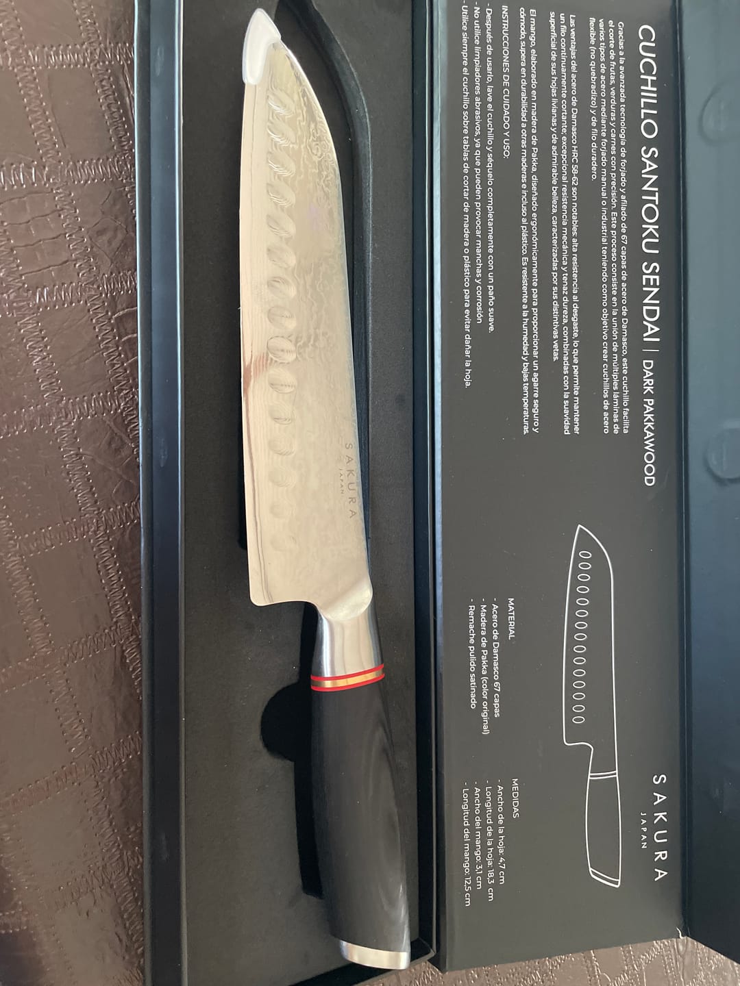 Customer photo review of Cuchillo Santoku Sendai Sakura Dark Pakkawood 31 Cm