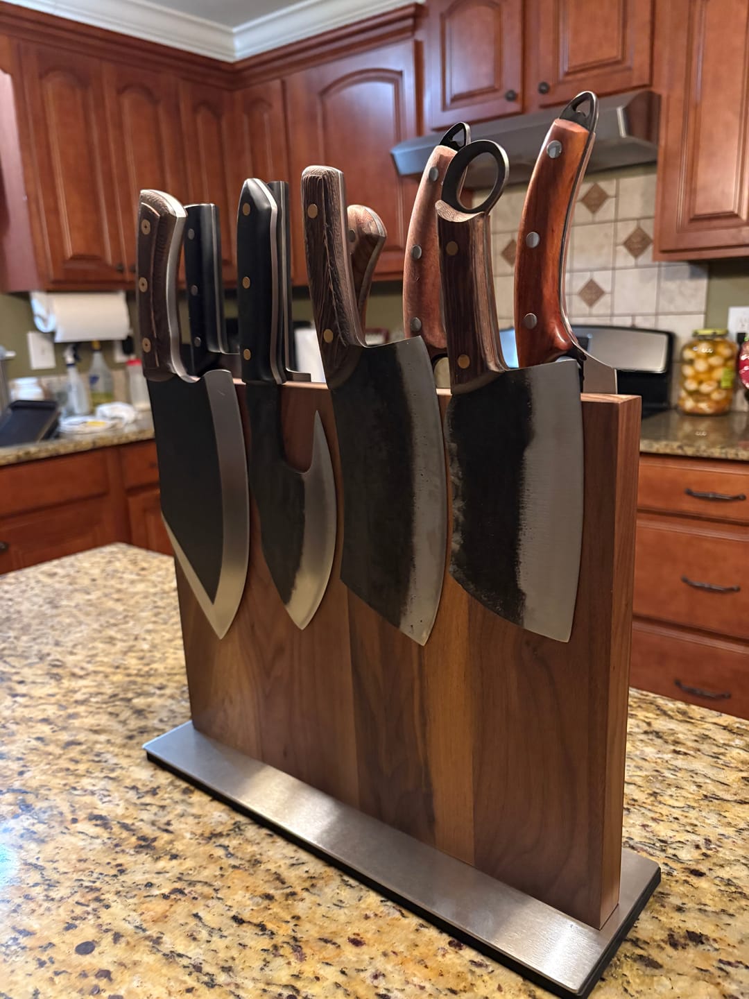 Customer photo review of Walnut Magnetic Knives Holder
