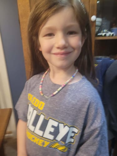 Customer photo review of Personalized Kids Name Necklace with Rainbow chain