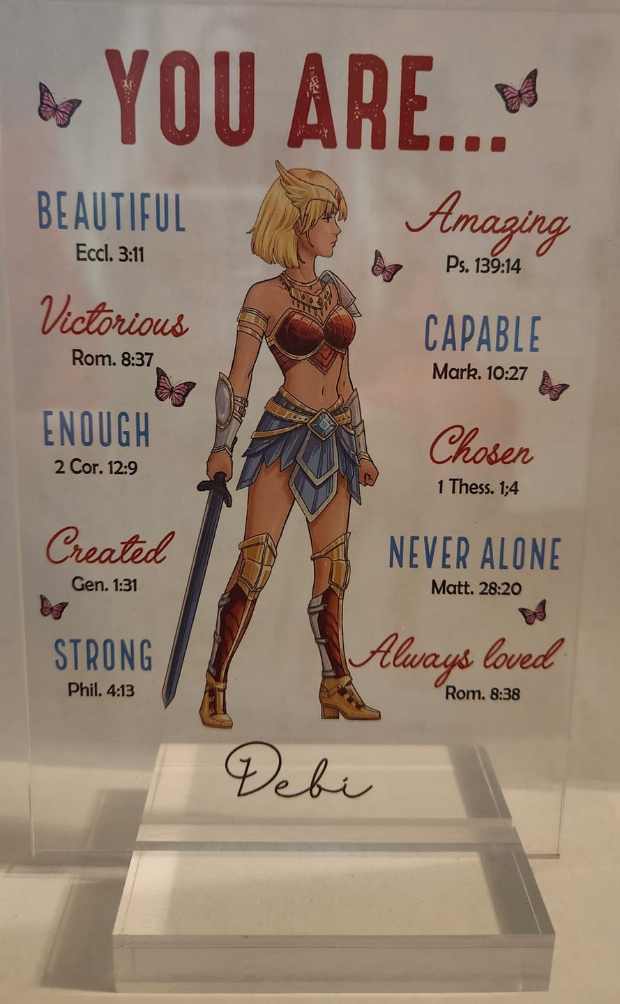 Customer photo review of Personalized Wonder Woman Warrior You Are Beautiful Amazing Victorious Capable Acrylic Plaque