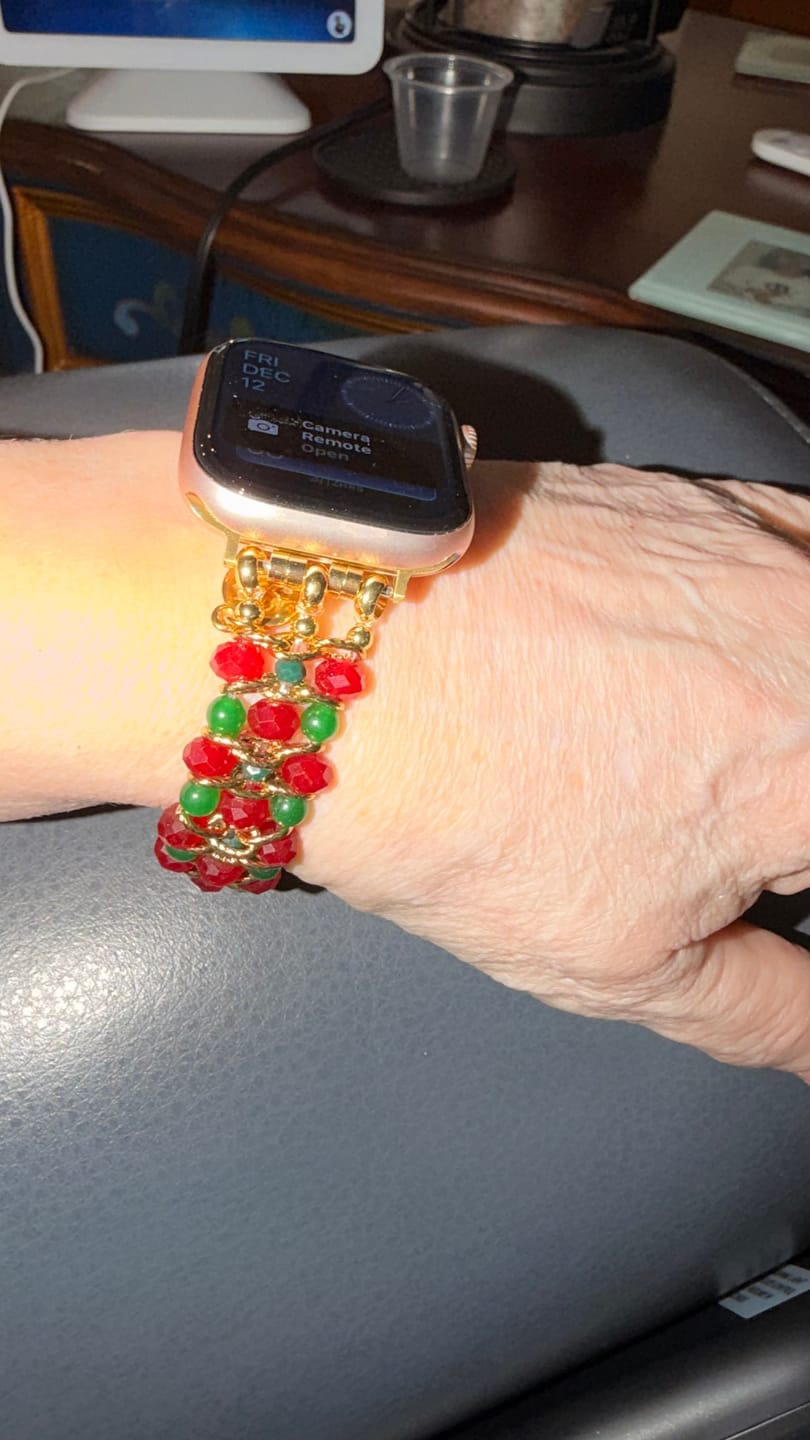 Customer photo review of Christmas Charm Stretch Apple Watch Strap
