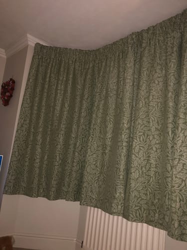 Customer photo review of Acorn Tonal Matt Jacquard Pencil Pleat Curtains - Sage