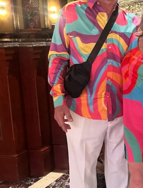 Customer photo review of Retro 70s Long Sleeve Men Button Up Shirt, Vintage Trippy Groovy Funky Psychedelic Print Guys Male Buttoned Collared Dress Chest Pocket