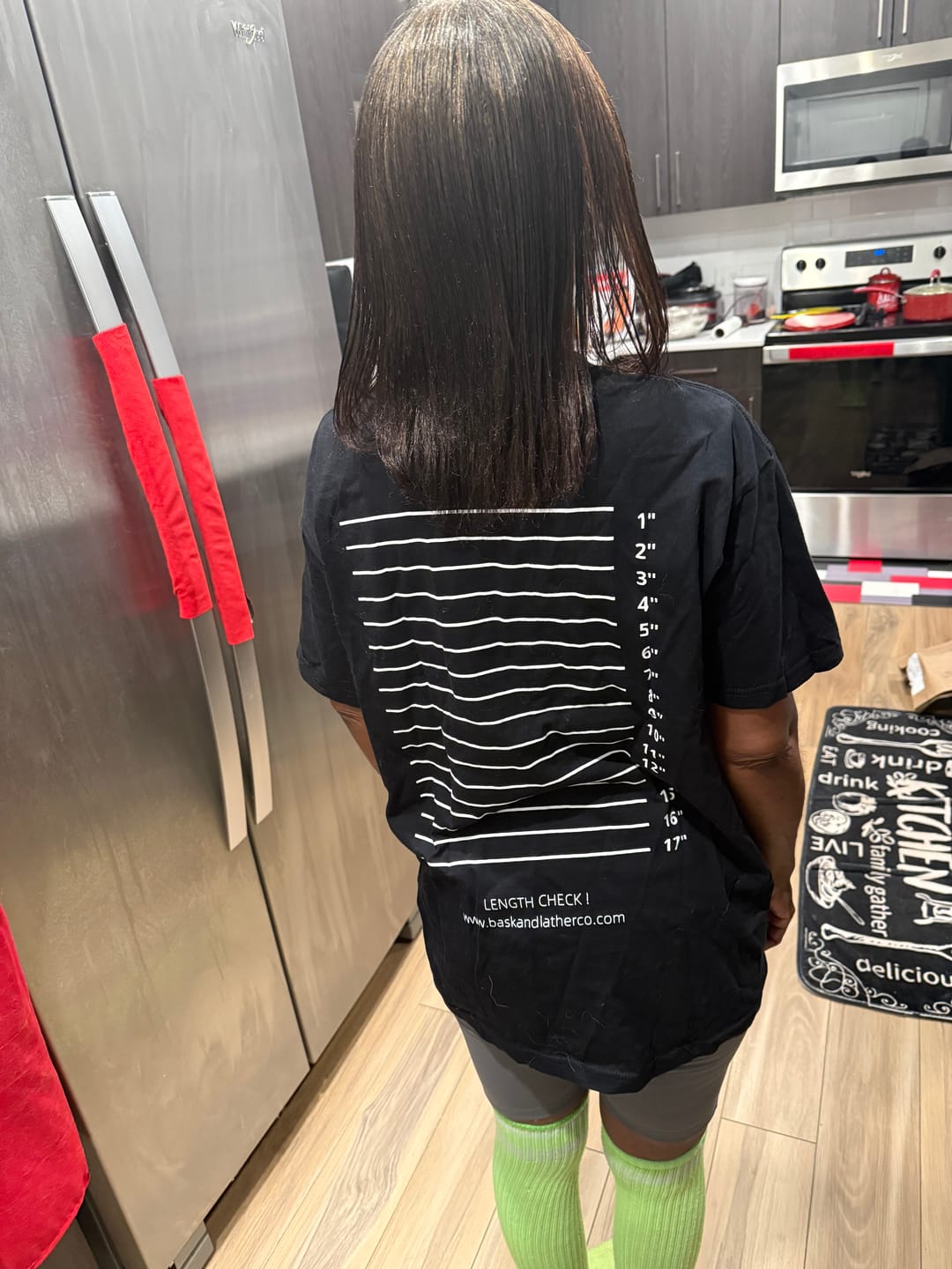 Customer photo review of Length Check T Shirt
