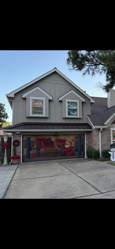 Customer photo review of Santa’s Sleigh Tune Up – Christmas Garage Door Cover
