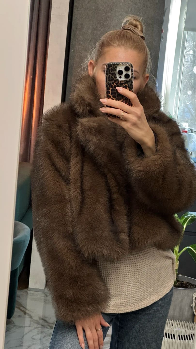 Customer photo review of Colette Faux Fur Short Coat