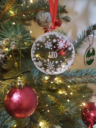 Customer photo review of Personalised  Snowflake Christmas Decoration