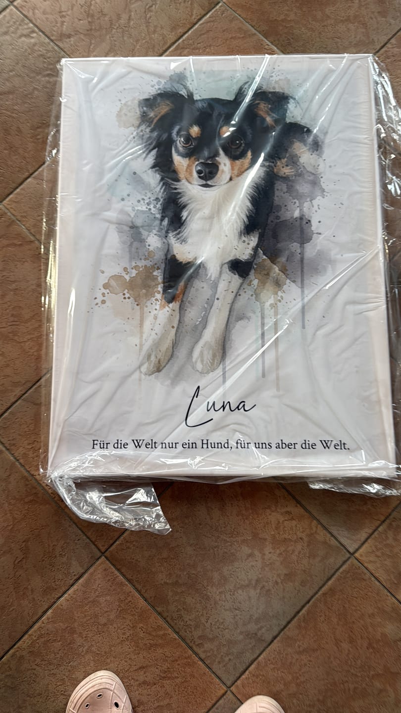 Customer photo review of Personalisierte Leinwand - "Tierportrait Aquarell"
