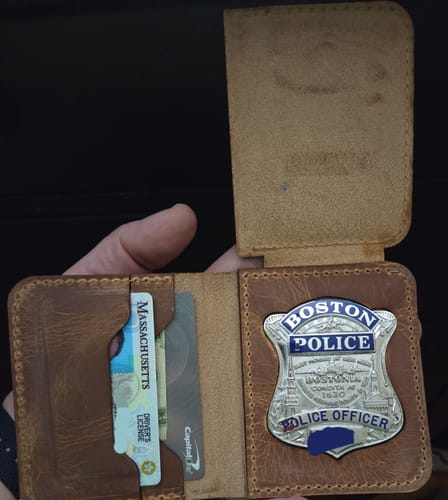 Customer photo of minimalist badge wallet