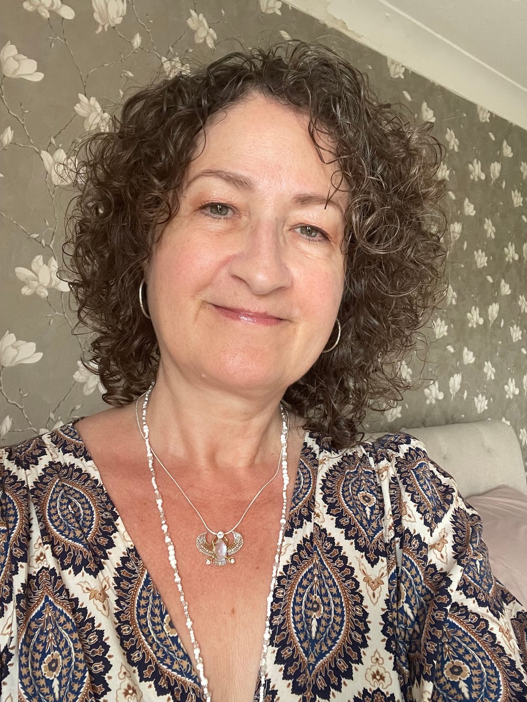 Customer photo review of Rainbow Moonstone Winged Scarab Pendant