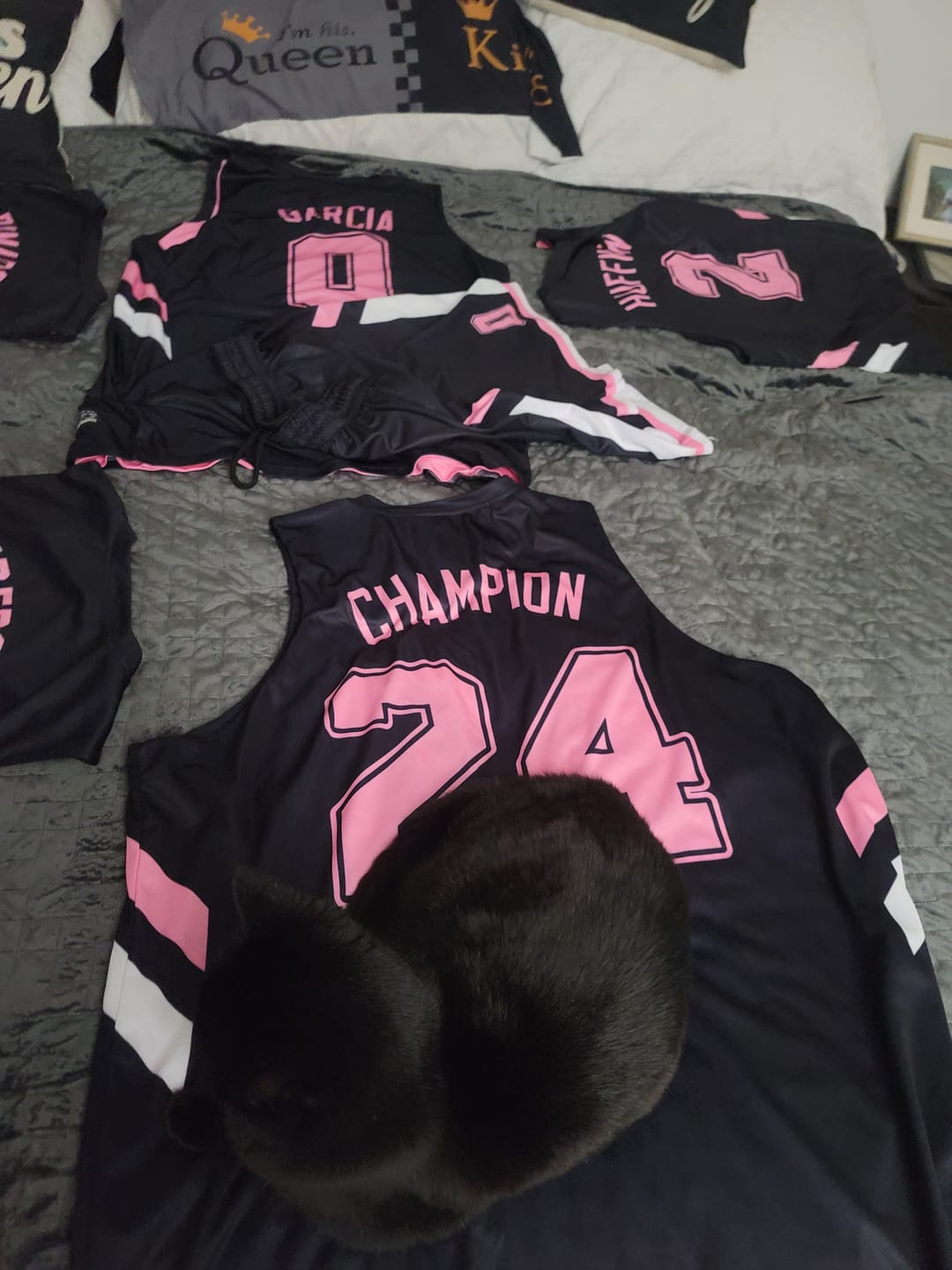 Customer photo review of Custom Black Pink Double Side Tops Athletic Basketball Jersey