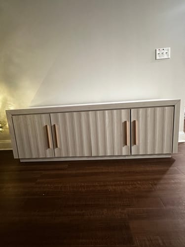 Customer photo review of Libra 68" White Wave-Pattern Doors Modern TV Stand