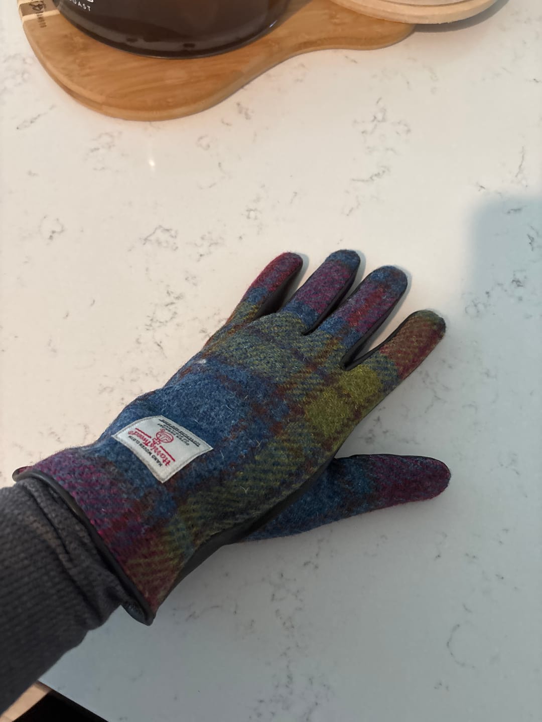 Customer photo review of Womens Harris Tweed and Brown Leather Gloves - Gift Boxed