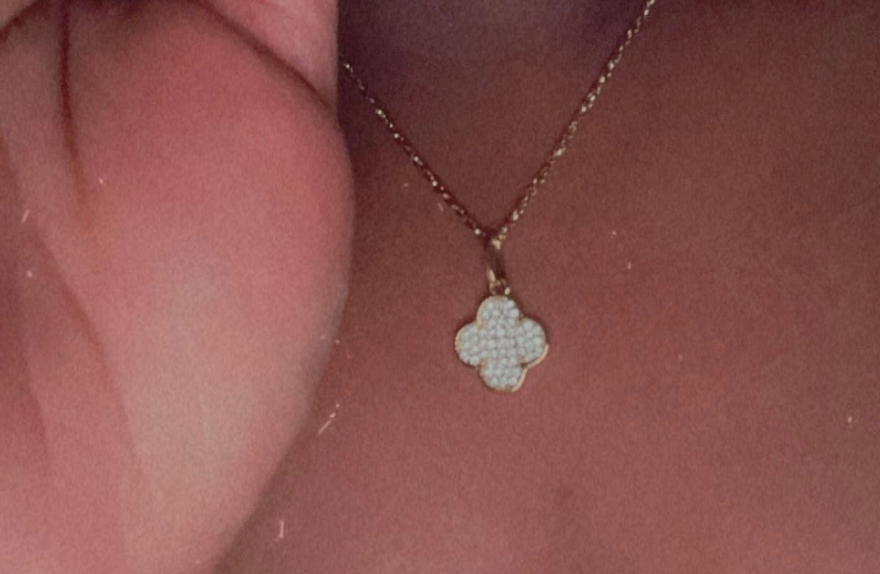 Customer photo review of Iced Lucky Pendant Necklace