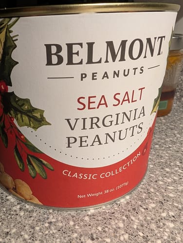 Customer photo review of Belmont 38 oz. Single Holiday Sea Salt Peanuts
