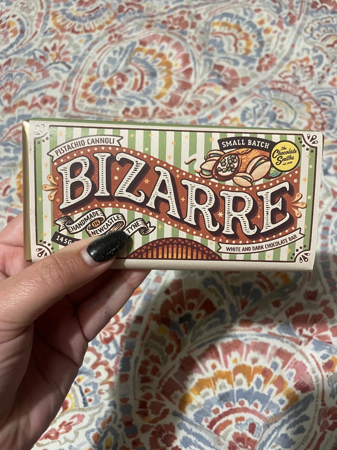 Customer photo review of *Levelled up* Pistachio Cannoli Inspired Bizarre chocolate bar 145g