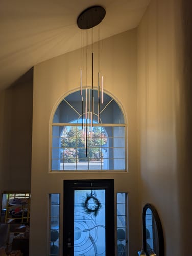 Customer photo review of Modern 12-Light Black Cluster Tube LED Pendant Light