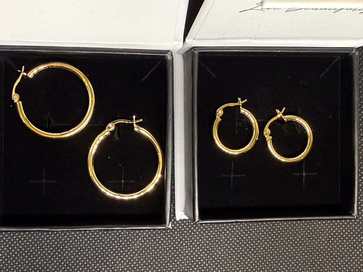 Customer photo review of Amy 18k White Gold Plated 20mm/30mm Hoop Earrings