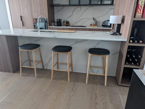 Customer photo review of Jace Leatherette Kitchen Bar Stool in Natural/Black
