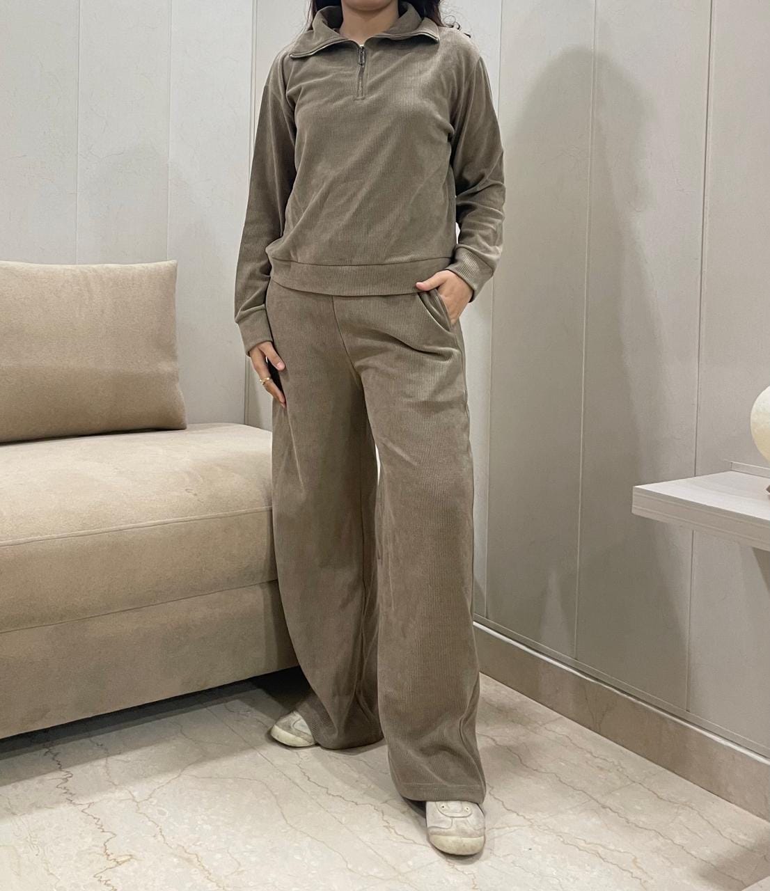 Customer photo review of EVERYDAY WOOLEN CO ORD SET GREIGE