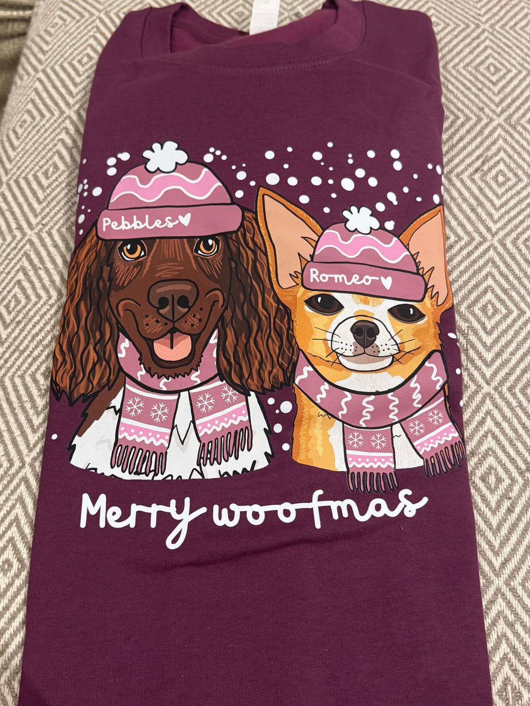 Customer photo review of Personalised Merry Woofmas Christmas Jumper