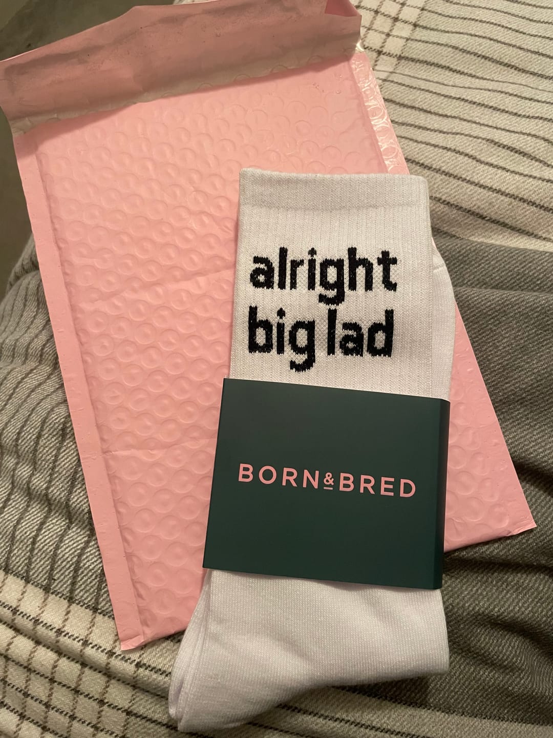 Customer photo review of Alright Big Lad Socks | Born & Bred