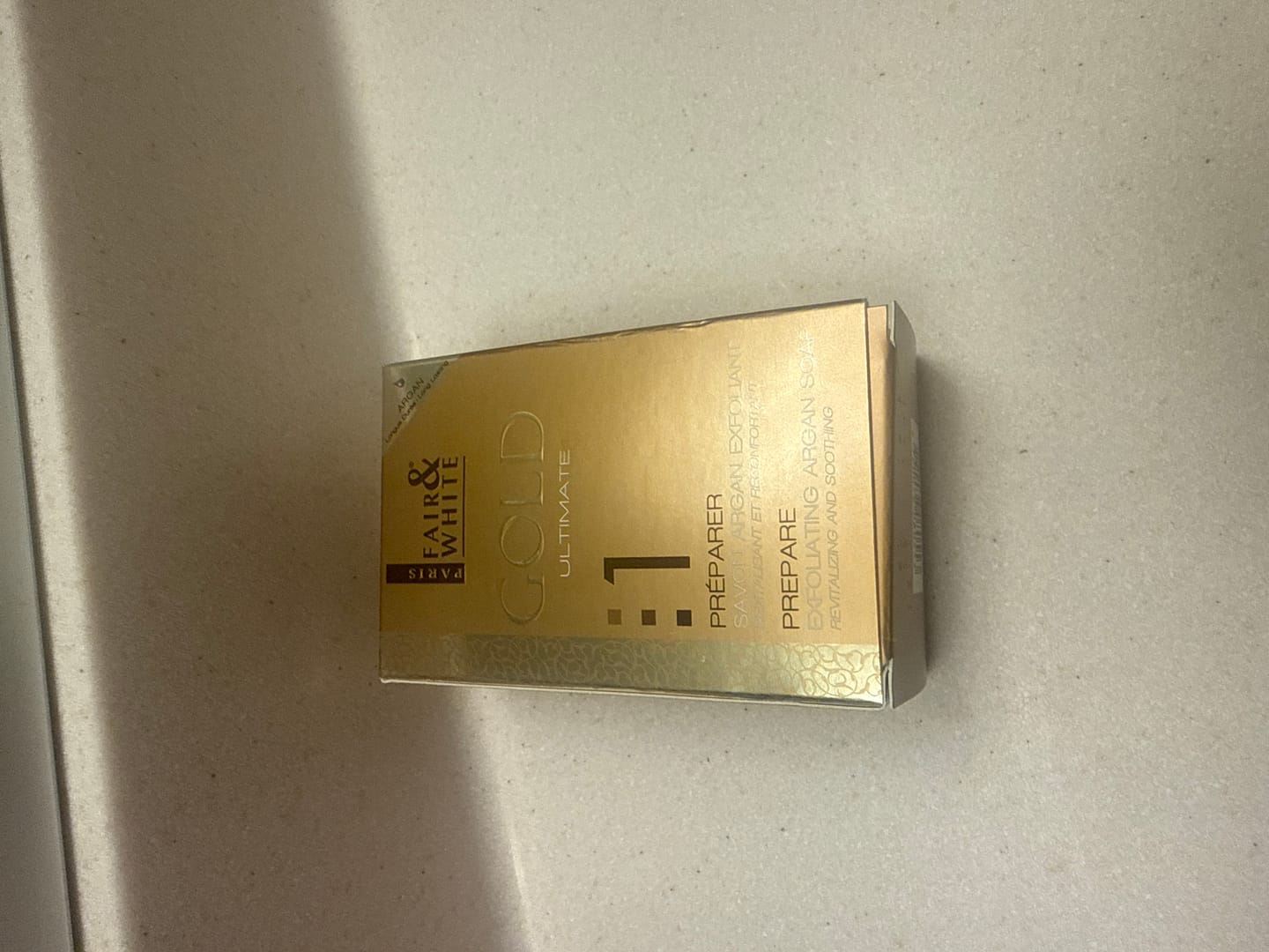Customer photo review of Fair and White 1: Gold Argan Oil Exfoliating Soap 200g / 7oz