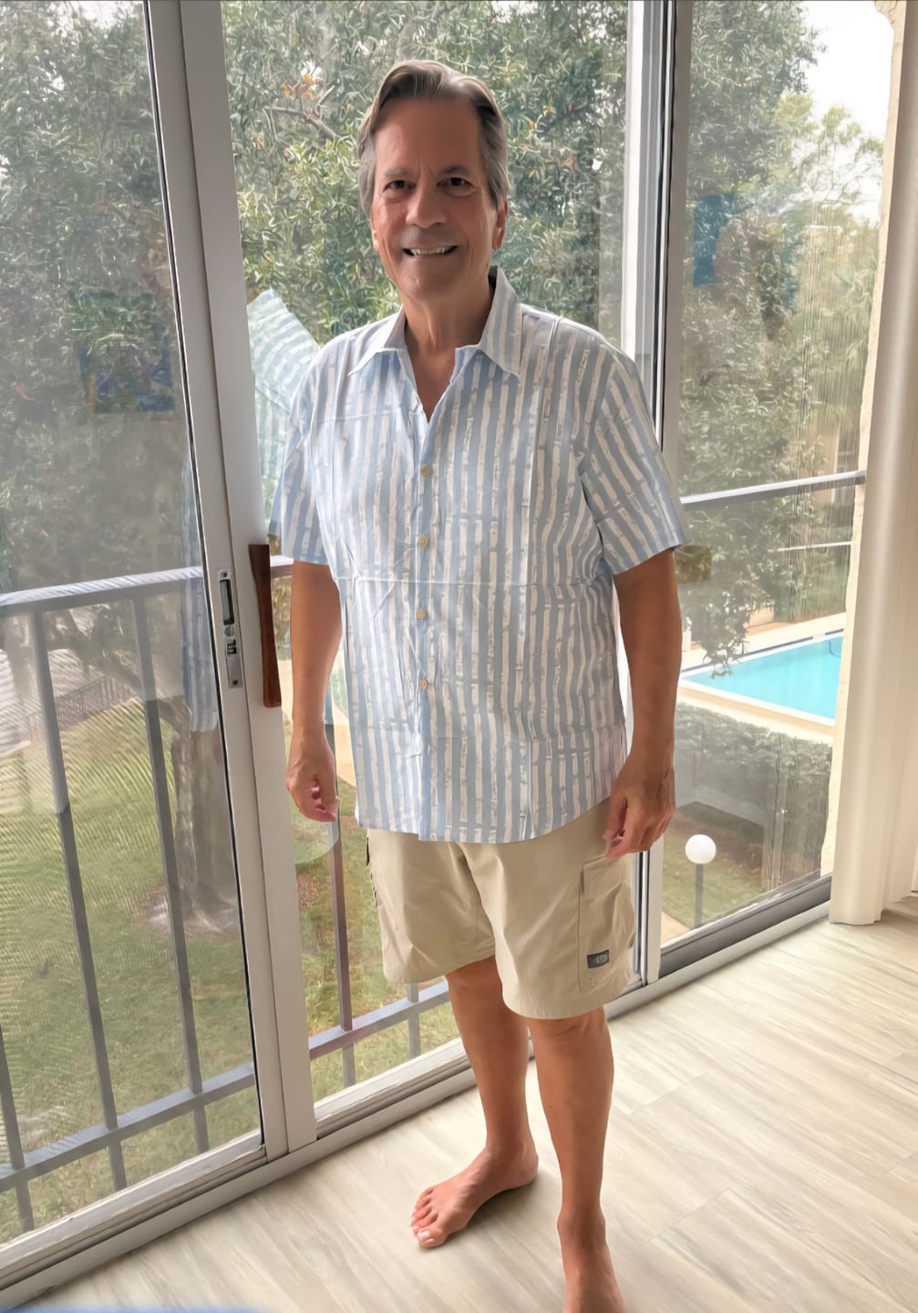Customer photo review of Men's Hawaiian Casual Striped Short Sleeve Summer Shirt