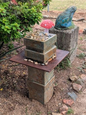 Customer photo review of Terra Pillar Slate & Copper Modern Tower Fountain