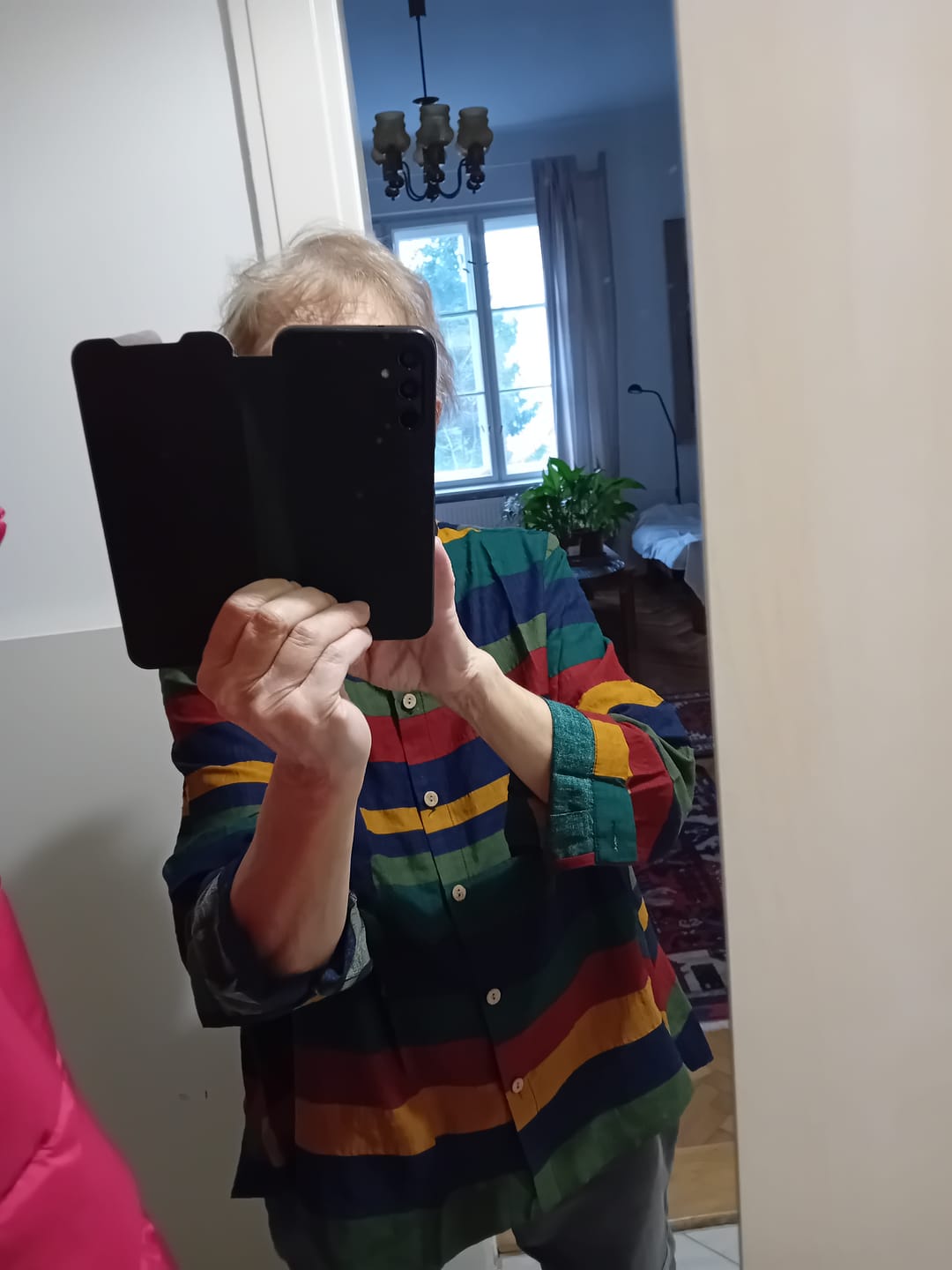 Customer photo review of Plus Size Vintage Striped Long Sleeve 100%Cotton Shirt