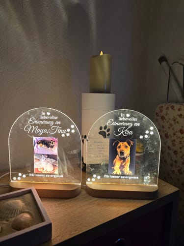 Customer photo review of Zur liebevollen Erinnerung – LED-Lampe für Hund/Katze
