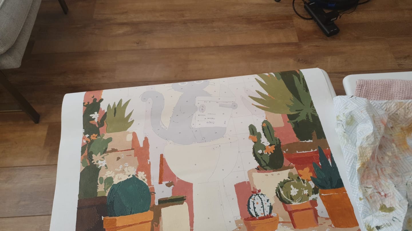 Customer photo review of The black cat on the toilet | Paint by Number